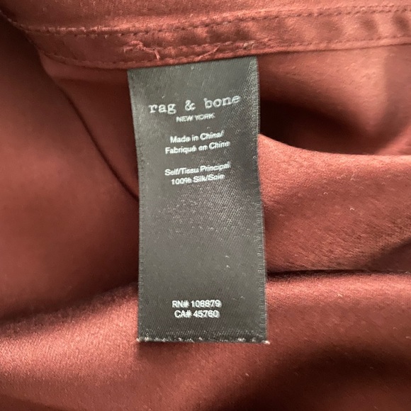 rag & bone Max Silk Blouse - XS - Burgundy - Picture 13 of 13